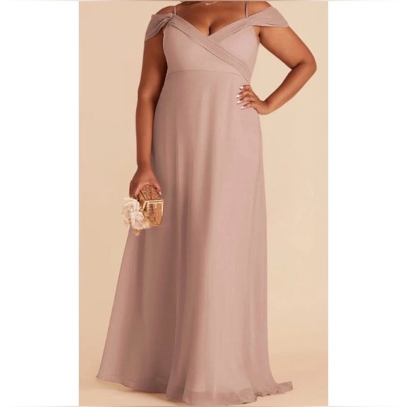Birdy Grey SPENCE CONVERTIBLE DRESS CHIFFON TAUPE CURVE 1X NEW NWT BRIDESMAID - Picture 1 of 7